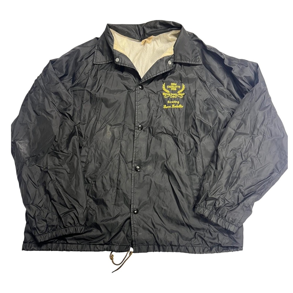 Vintage 80s IBM Charlotte 1988 Bowling Coach Jacket Mens L Windbreaker USA Made